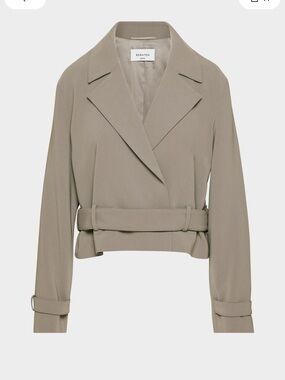 Aritzia Taupe Belted Cropped Trench Coat